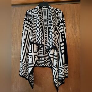 Staring At Stars Open Front Black and Cream Knit Drape Cardigan, L